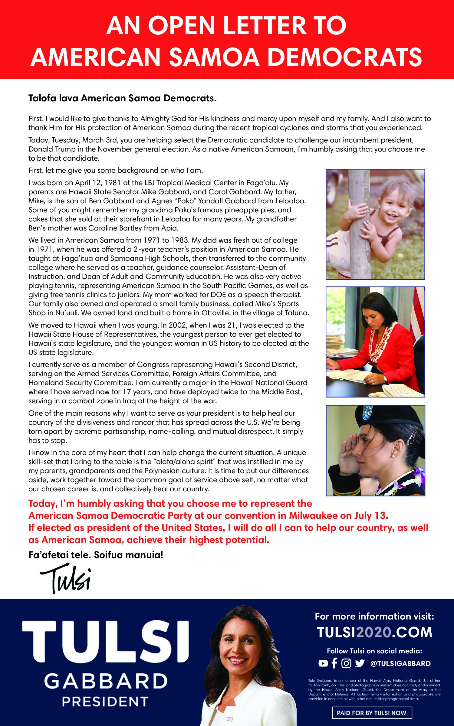 Tulsi for President American Samoa