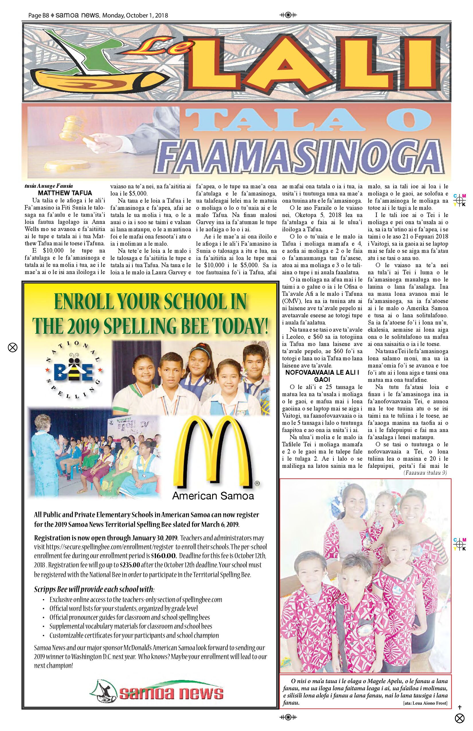 SN LeLali Monday, October 01, 2018