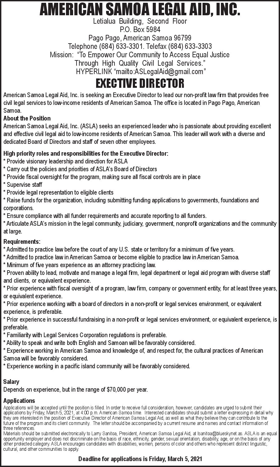 ASLA - Executive Director text of employment op