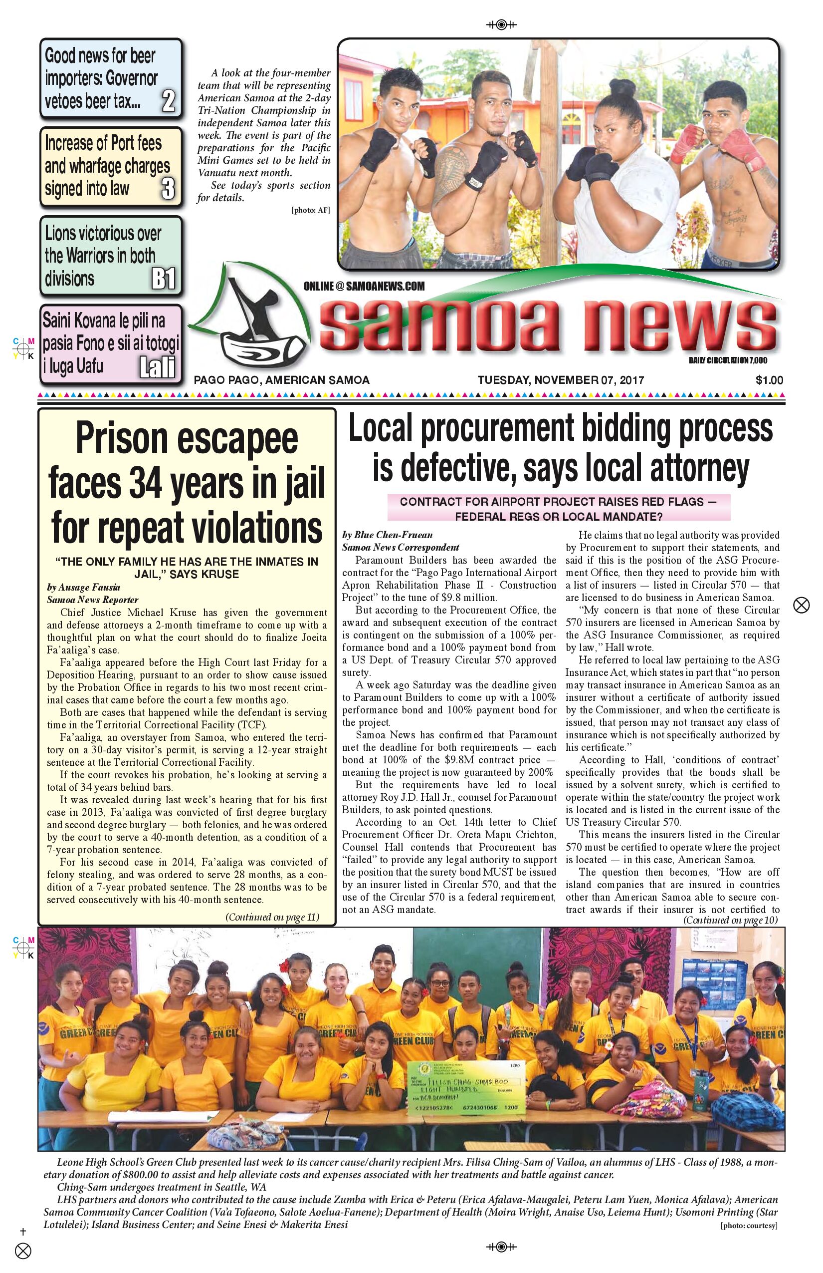 SN News Tuesday Nov. 07, 2017