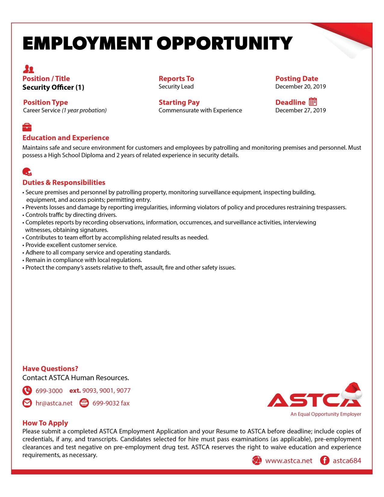ASTCA Employment Op