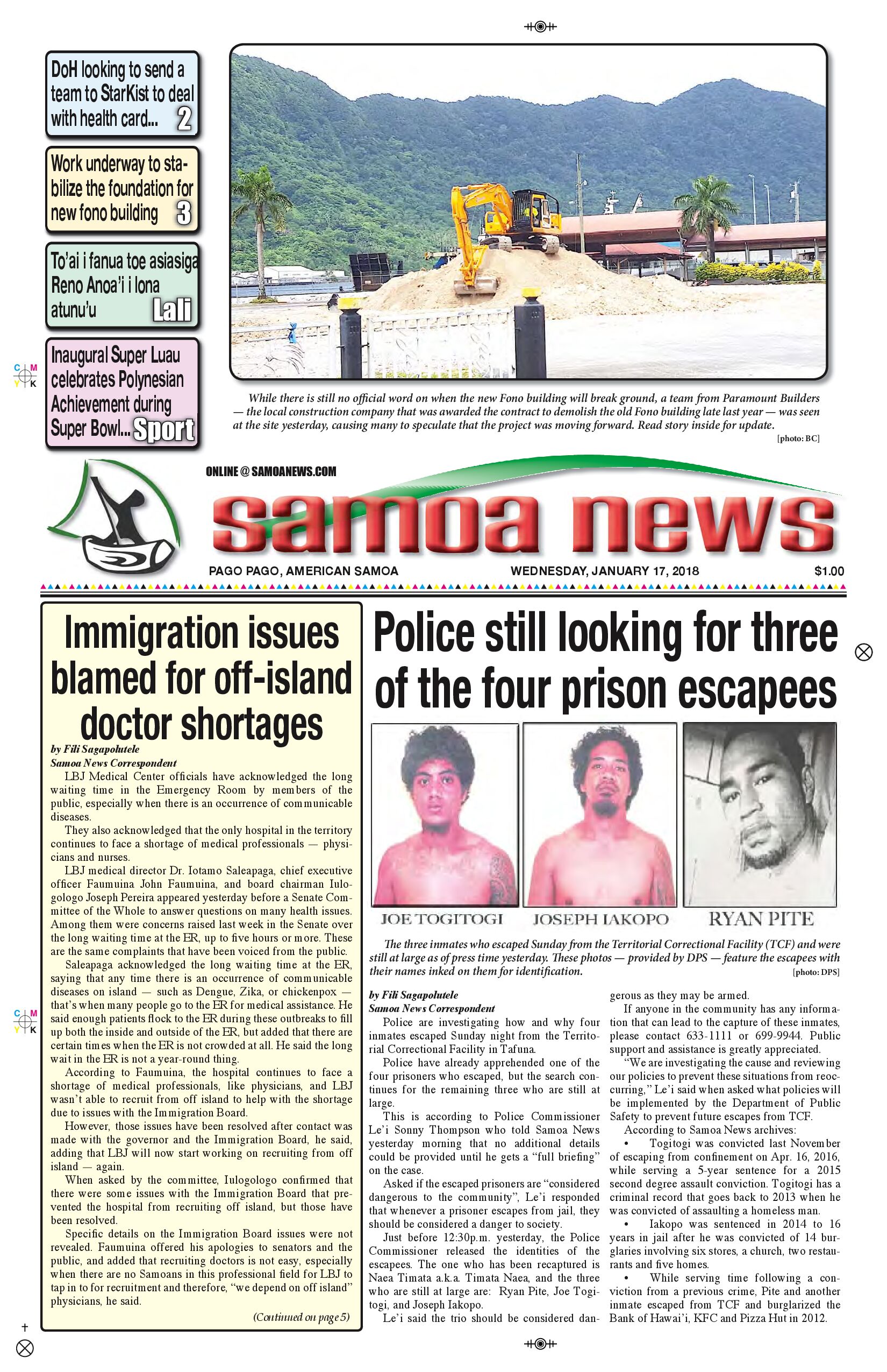 SN News Wednesday Jan. 17, 2018