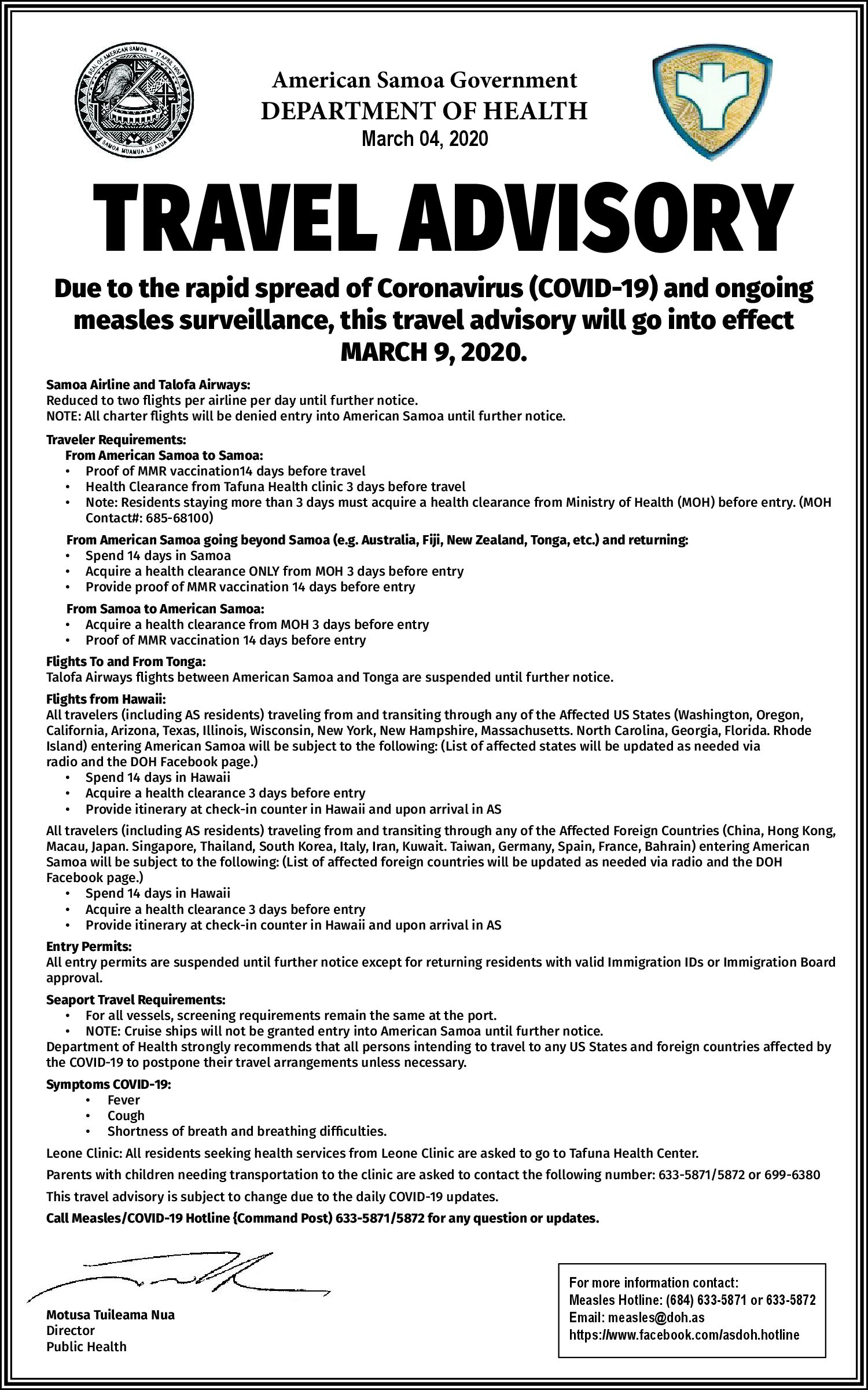 DOH Travel Advisory effective 3_9_2020