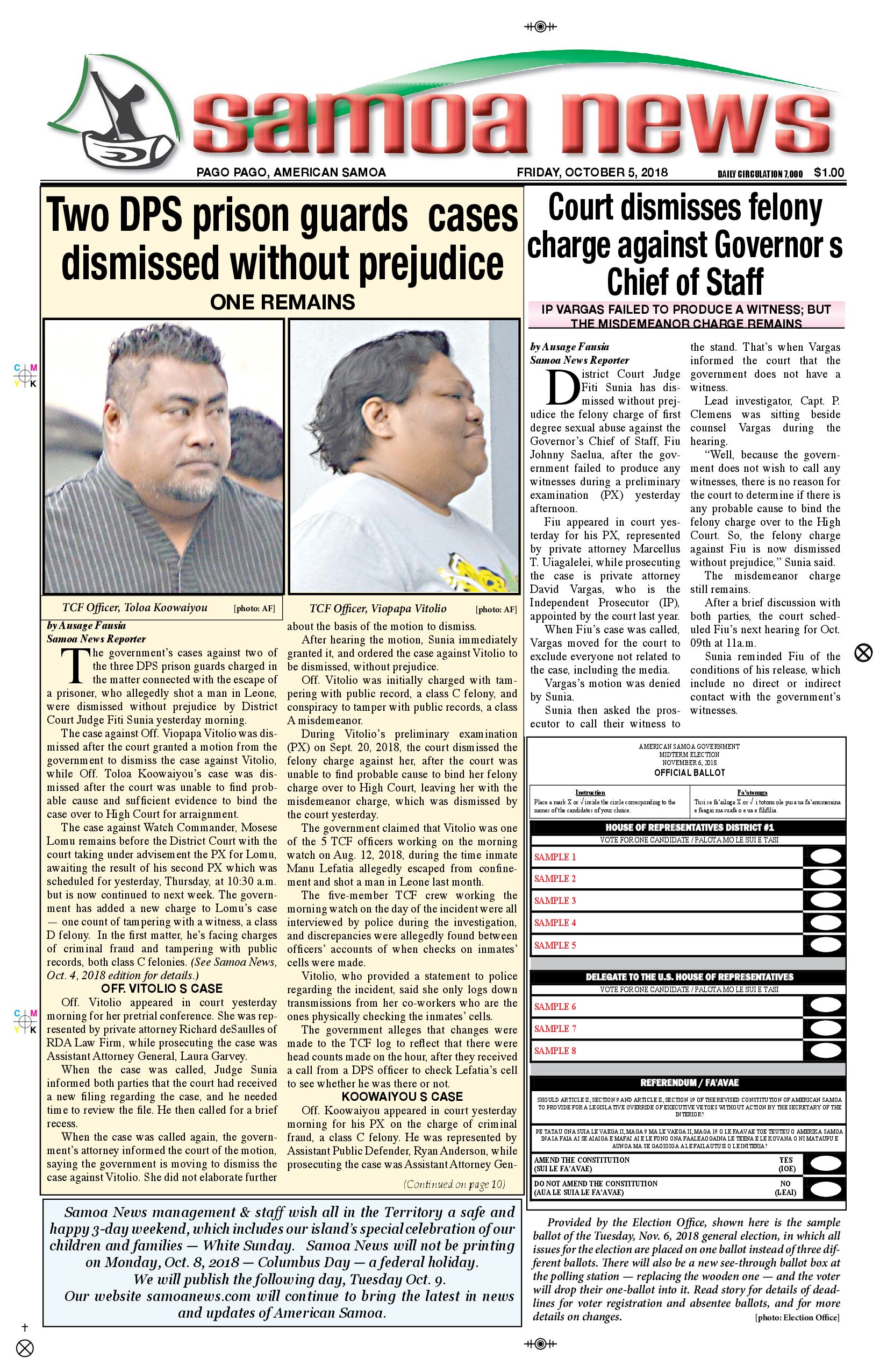 SN News Friday, October 05, 2018