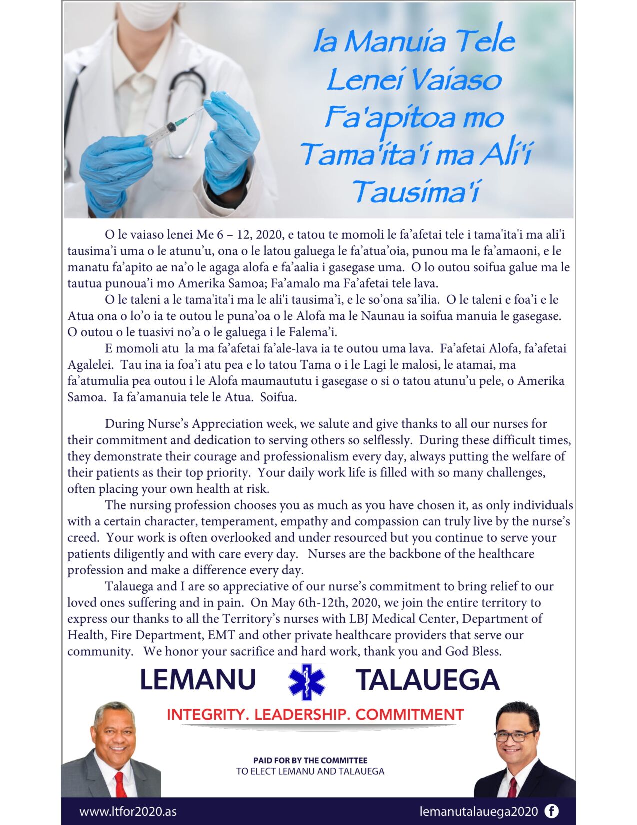 Lemanu & Talauega Nurse's Day