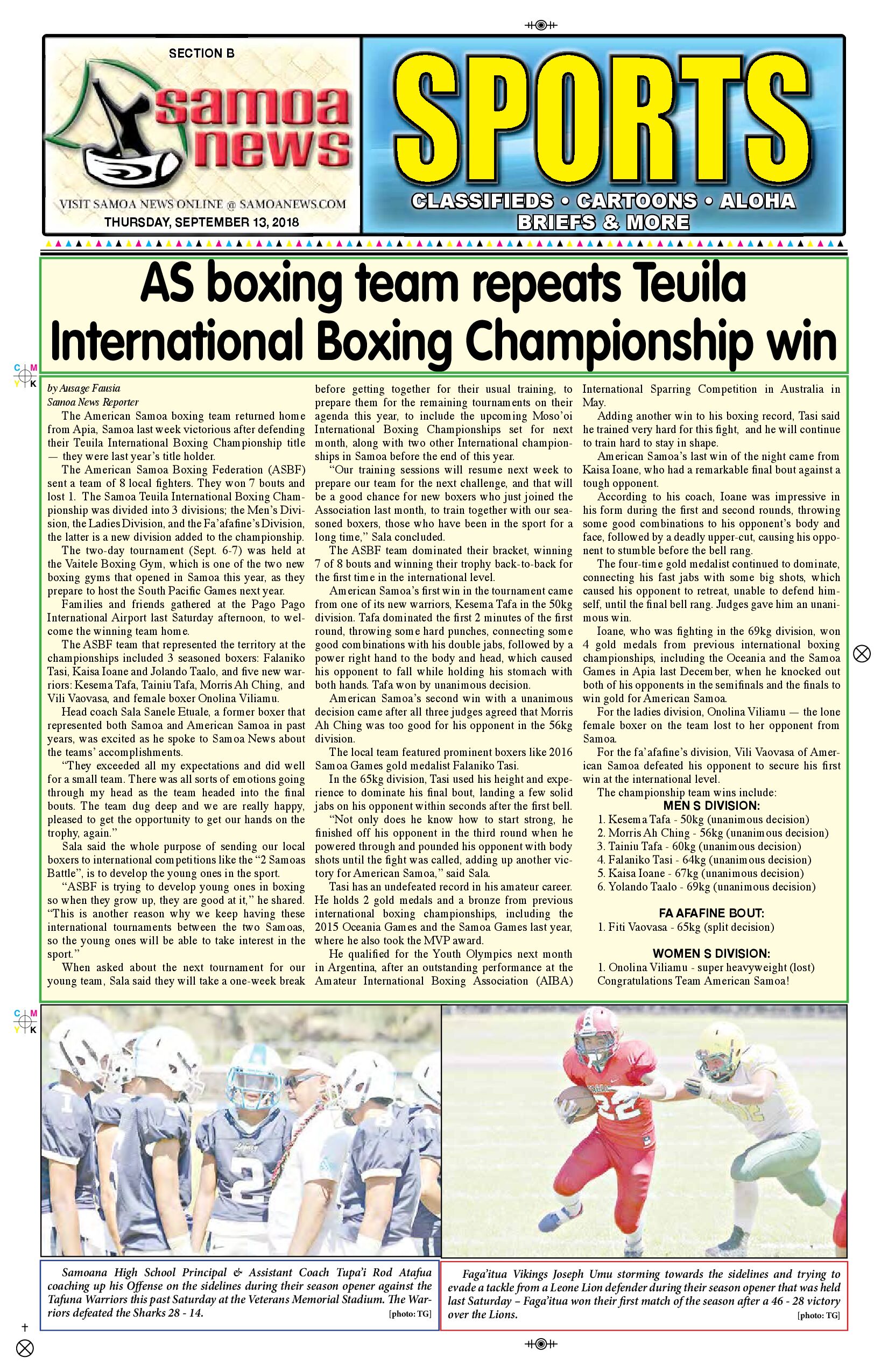 SN Sports Thursday, September 13, 2018