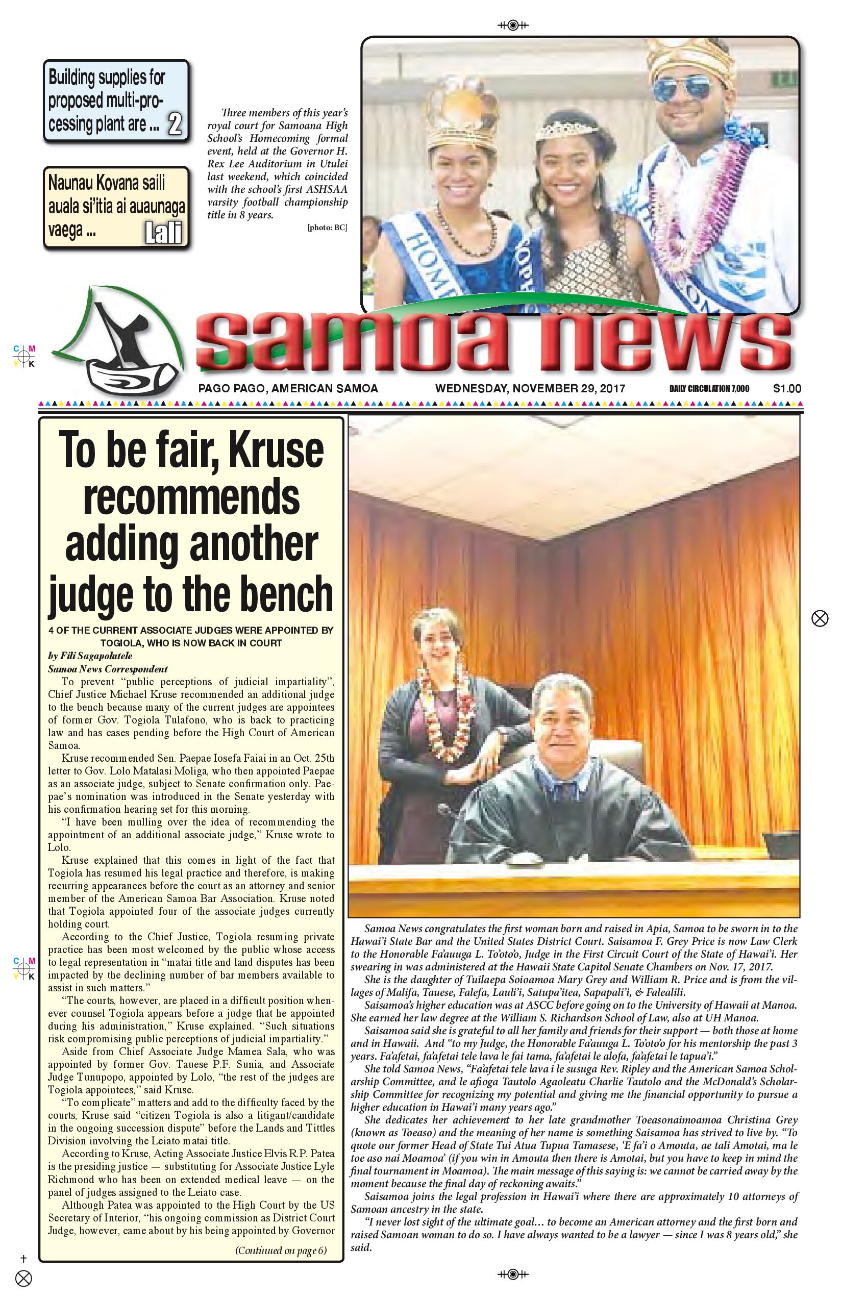 SN News Wednesday Nov. 29, 2017