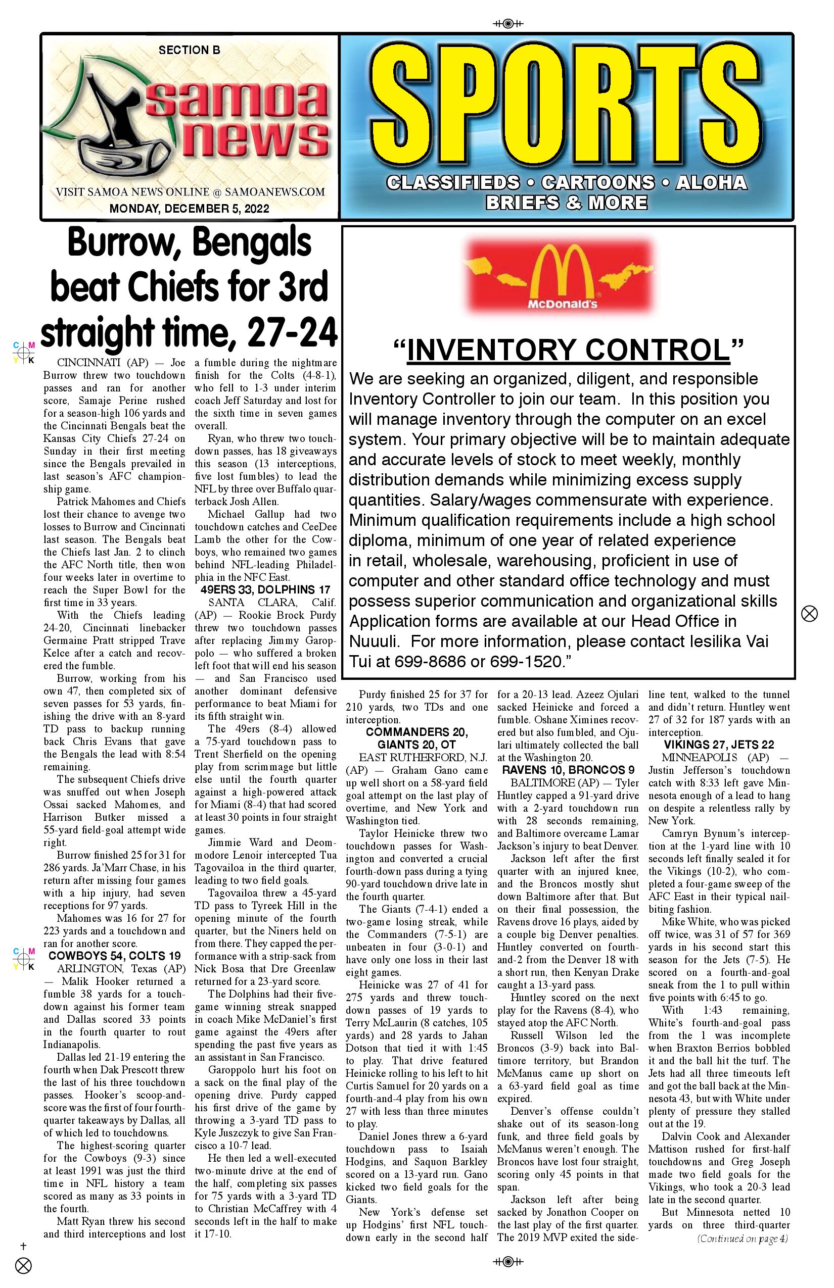 SN Sports Monday, December 05, 2022