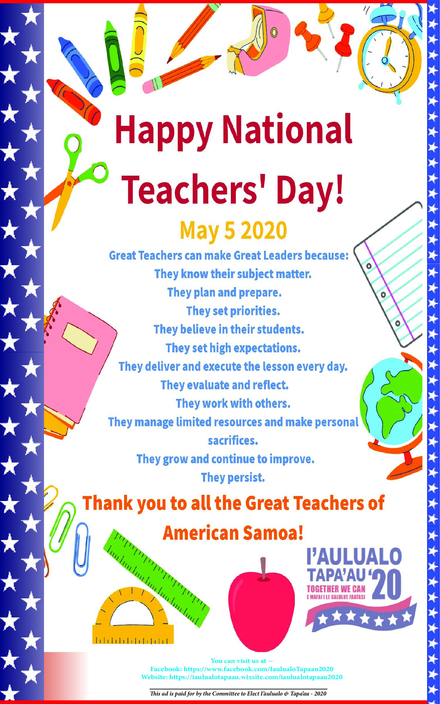 I'a & Tapaau-Teacher's Day 2020