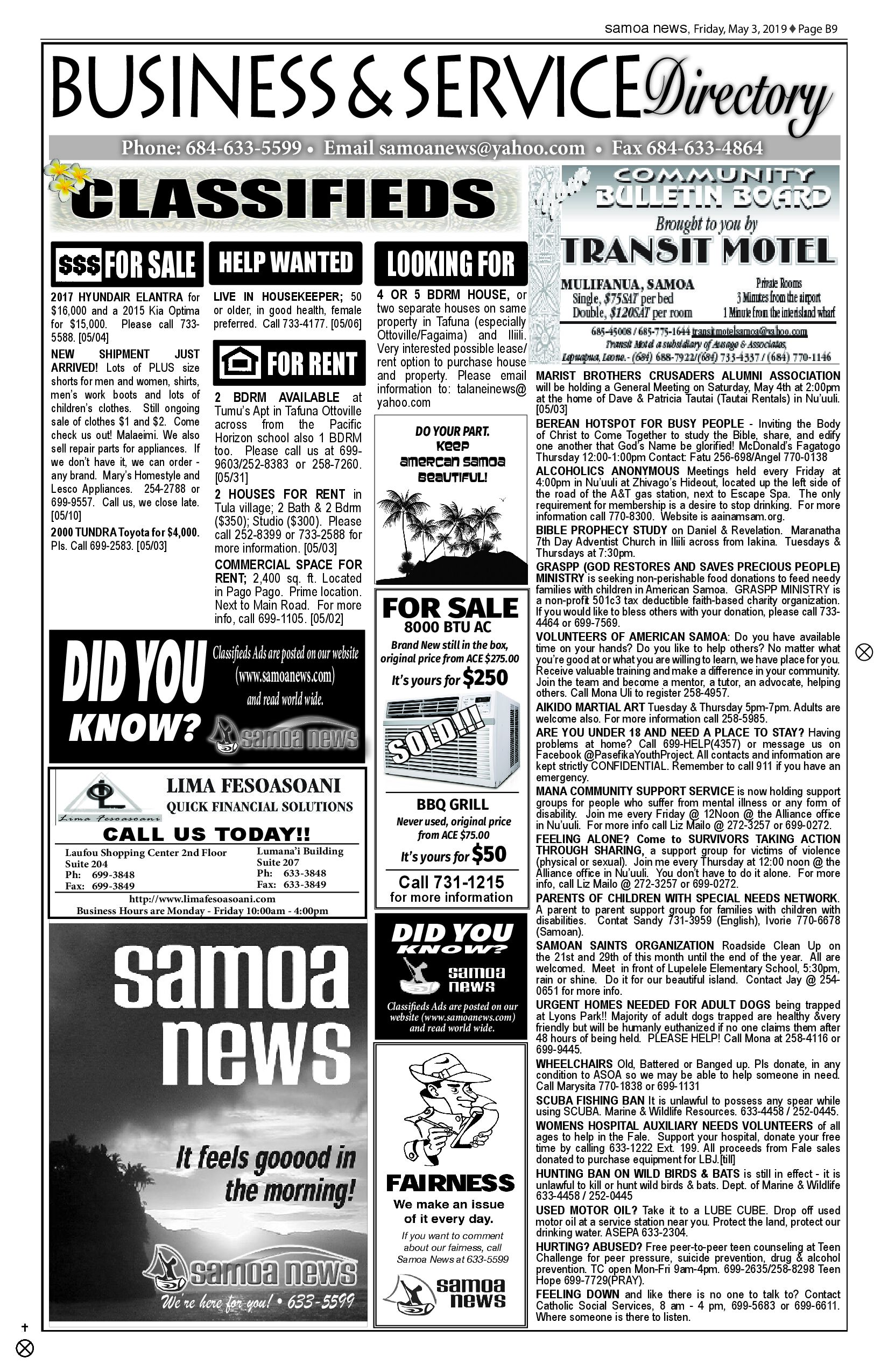 SN Classified Friday, May 03, 2019