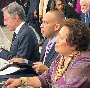 Amata with Hakeem Jeffries and Secretry of State Blinken
