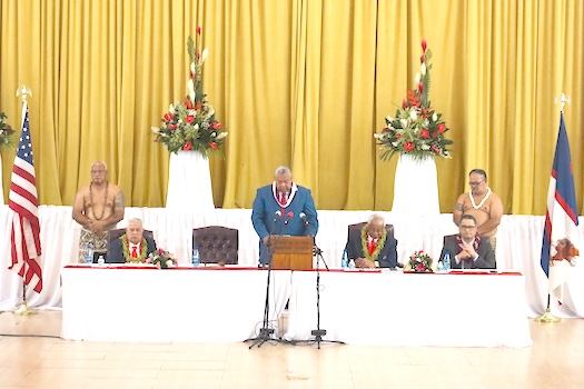 Governor Lemanu P.S Mauga delivering his State of the Territory speech