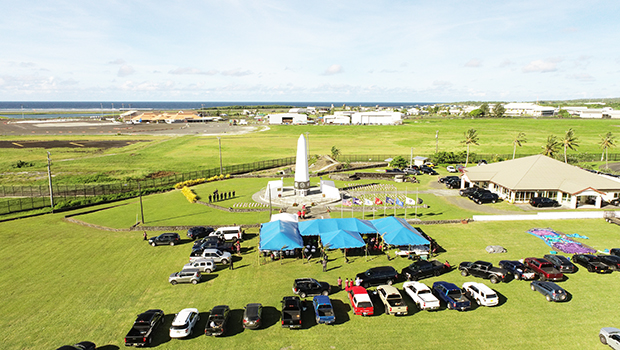 Aerial view of Veteran's Memorial Monument