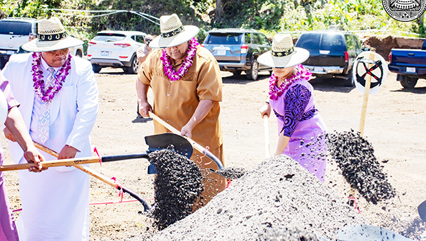 Gov. Lemanu Peleti Mauga and others at groundbreaking