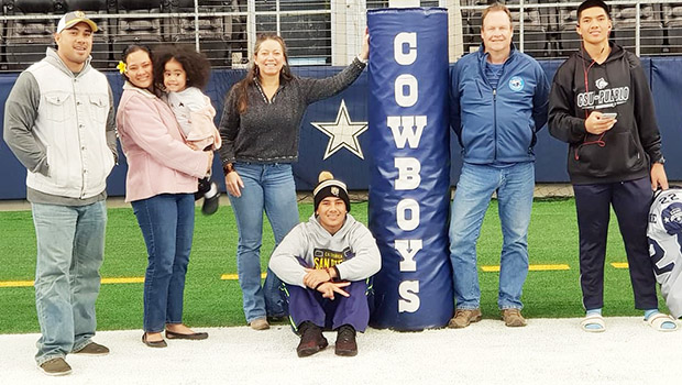 Samoana HS senior Darius McMoore and family at the Blue-Grey All-American Bowl Game last Tuesday