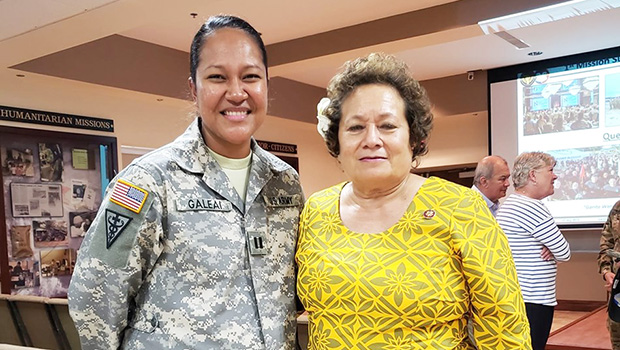 Amata with Captain Linda Galea’i at Fort Buchanan, Puerto Rico.