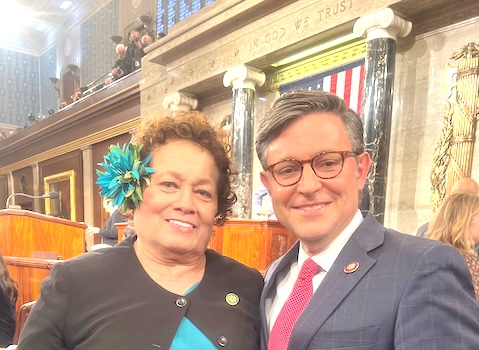 Congresswoman Uifa’atali Amata and Speaker Mike Johnson