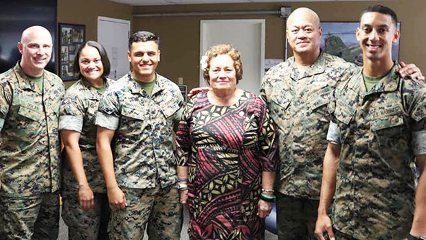 Amata with Camp Pendleton Samoan soldiers