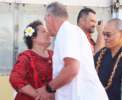 Aumua Amata greets Sec. Zinke