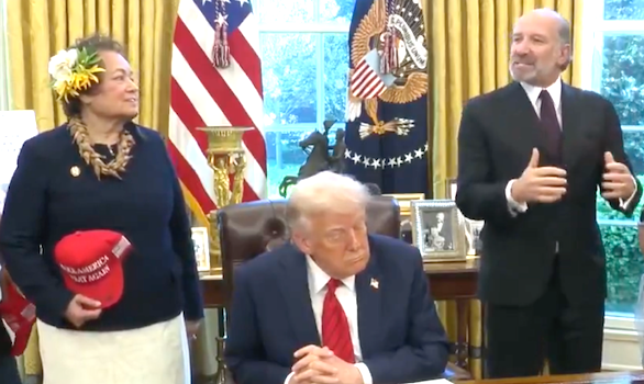 Congresswoman Uifa’atali Amata with President Trump and Howard Lutnick