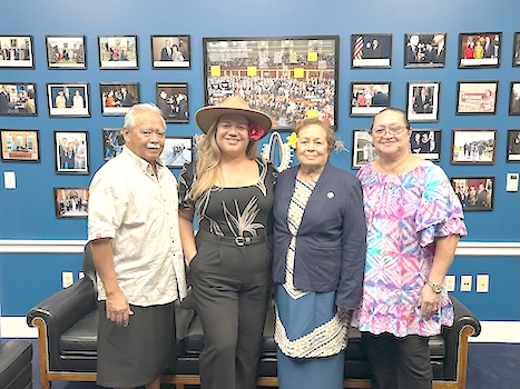 Amata with Mikaela Saelua and her parents Rep Fiu and Catherine Saelua