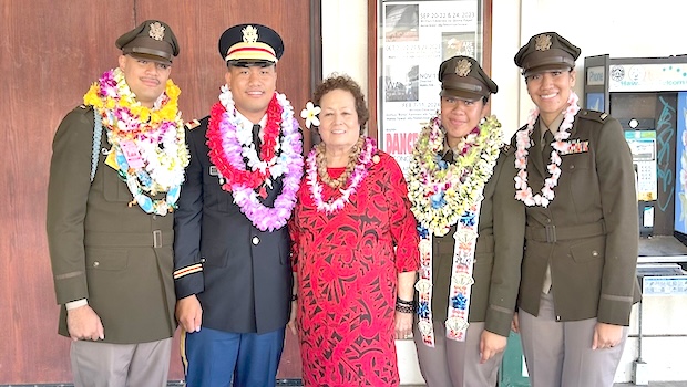 Amata with newly commissioned ROTC officers