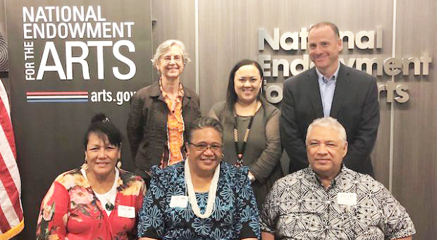  row, l-r: Joyce Purcell, Dr. Mary Lauagaia M. Taufete'e, Matina Purcell. Back row, l-r: Andi Mathis (National Endowment for the Arts), Pam Breaux (National Assembly of State Arts Agencies), Michael Orlove (National Endowment for the Arts).