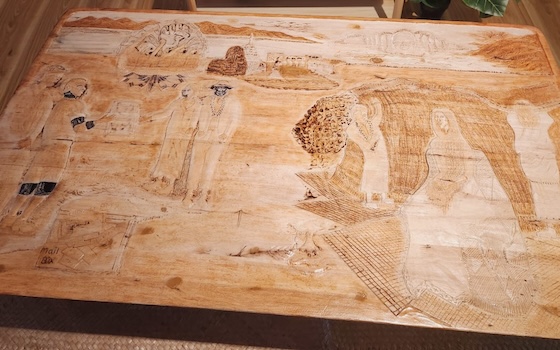 carved table