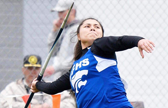 Angellica Segi Titialii Street getting ready to throw the javelin