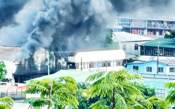 fire in downtown Apia