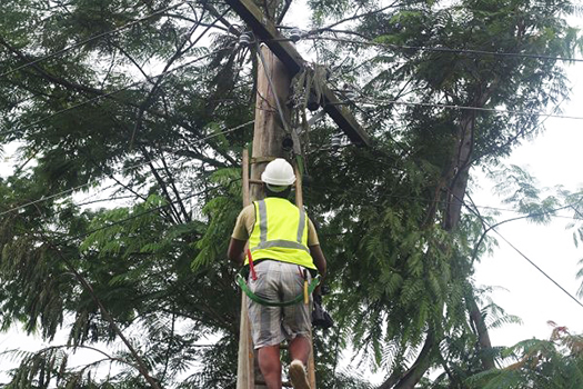 lineman climbing power pole
