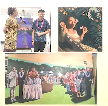 Talanoa Lagafuaina with Reggie and art work