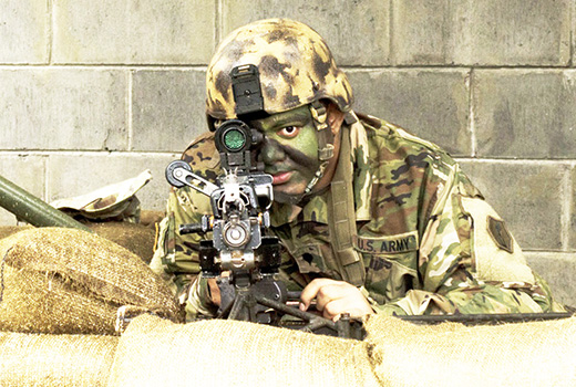 Army Reserve Soldier from the 100th Infantry Battalion on the firing line