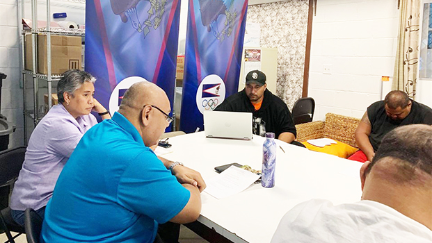 Fanene Milton Taufa’asau (in blue) presiding over the ASBA Annual General Meeting