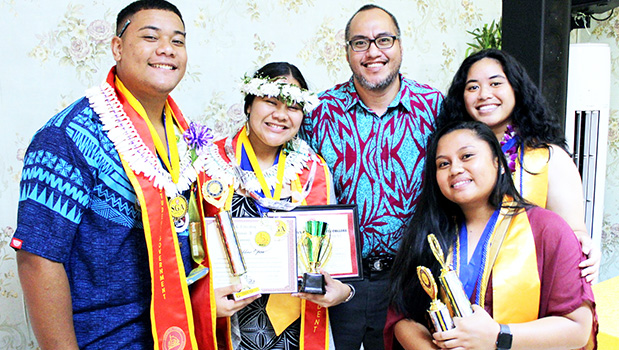 Tamasipani Fa’afo’i, Geraldine Ofisa, Helsham, Jenzel Cuison and Falenaoti Isadora Mageo