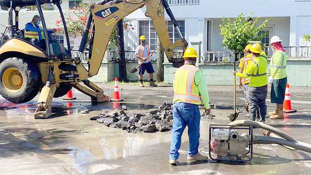 ASPA personnel working on mainline leak