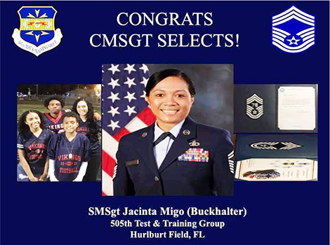 Photos of U.S. Air Force Senior Master Sergeant Jacinta Migo Buckhalter and family members