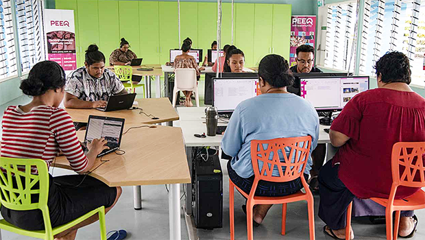 Some of the workers at the Peeq headquarters at Vaivase.