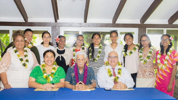 The eight honorees and others