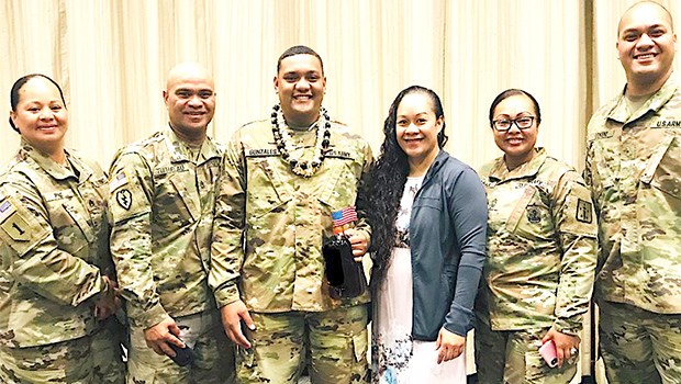 (l-r) SSG Pine, Lani; SFC Tuitoelau, Salamo; CPT Gonzales, Ricardo; SFC Leaupepe, Samantha; MSG McCall, Poumele; WO1 Lokeni, Lancelot. 