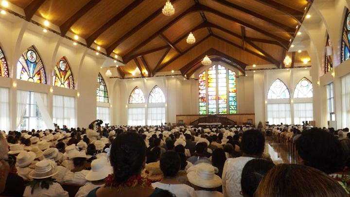 The opening of the Jubilee Church at Malua in May of last year saw hundreds of Samoa Congregational Christian Church members and special guests attend celebrations on Upolu. [Photo: Tipi Autagavaia / RNZI]