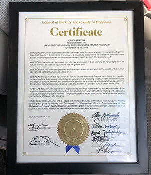  Honolulu City Council and Hawaii Legislature will be presenting this proclamation and commendation at the Summit  Monday morning
