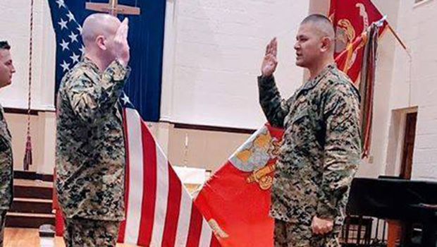 Commander Michael Tagaloa being sworn in