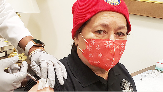 Congresswoman Uifaatali Amata getting vaccinated