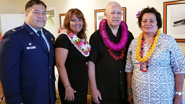 Congresswoman Aumua Amata (right) with Colonel Vasaga Tilo, Jr  (left), Mrs. Tilo, and the Colonel’s father, Senator Tilo