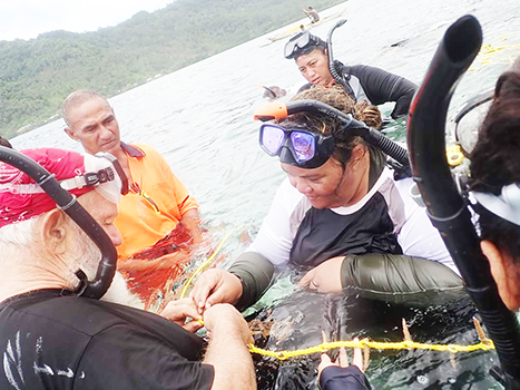 Women fishers in the water