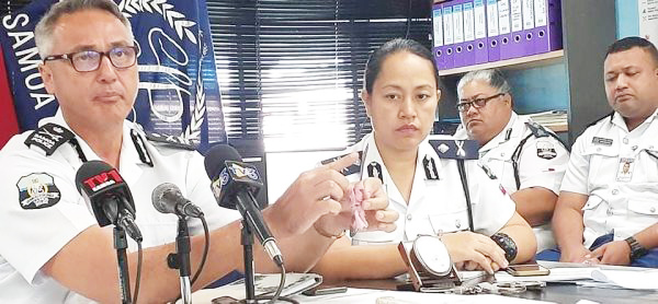 Commissioner Keil holds up a spoon that has been made into a stabbing device.