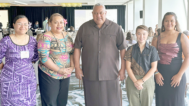 Gov. Lemanu P.S. Mauga with DMWR staff