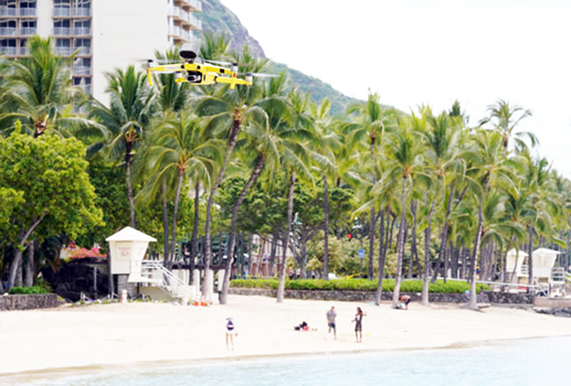 Drone over Waikiki beach