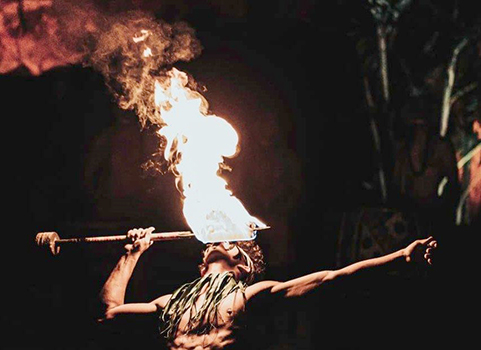 Fireknife dancer 'eating' fire